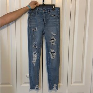 High waisted American Eagle ripped skinny jeans